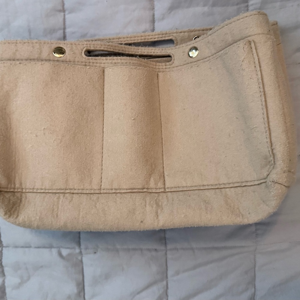 Beige Felt Tote Bag Organizer Insert | Multi-Pocket Purse Liner with Zipper